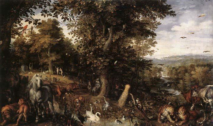 BRUEGHEL, Jan the Elder Garden of Eden 1612 Oil on copper France oil painting art